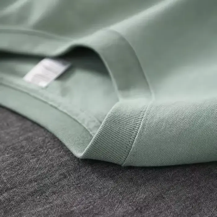 Hommes femmes vert T-shirt 280g coton à manches courtes haut coréen