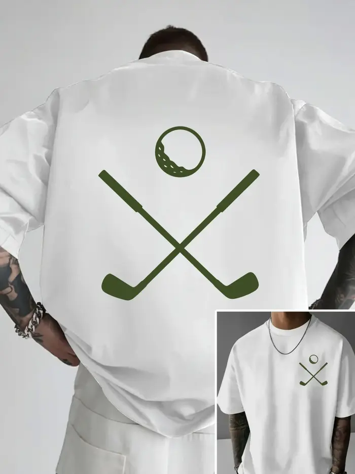 T-shirt pour homme, haut à manches courtes imprimé double face pour le golf, un article tendance ind