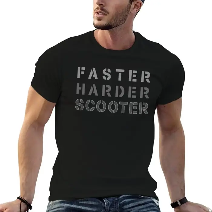 T-Shirt homme en coton de haute qualité, T-Shirt d'été décontracté pour homme, Faster Harder Scooter