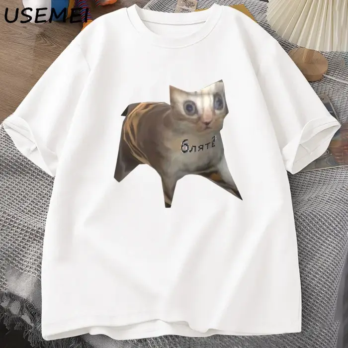 Chat russe Meme T-shirts drôle graphique imprimé