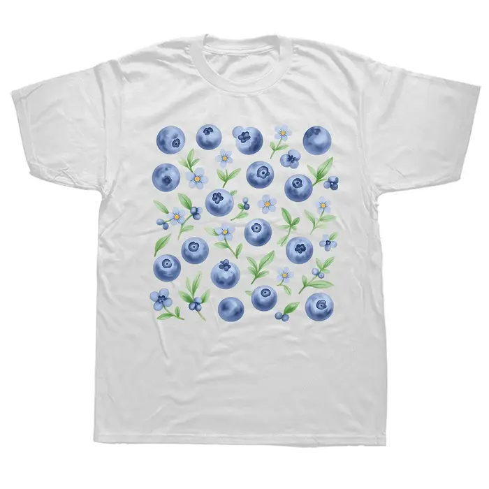 T-shirts pour Amoureux des Myrtilles, Hommes Femmes, Coton Pur, Humour, Streetwear, Manches Courtes, Vêtements Unisexe Amples