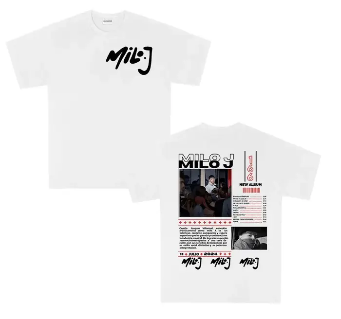 Rappeur Milo J 166 Tour 2025 album T-shirts hommes rétro haute qualité à manches courtes