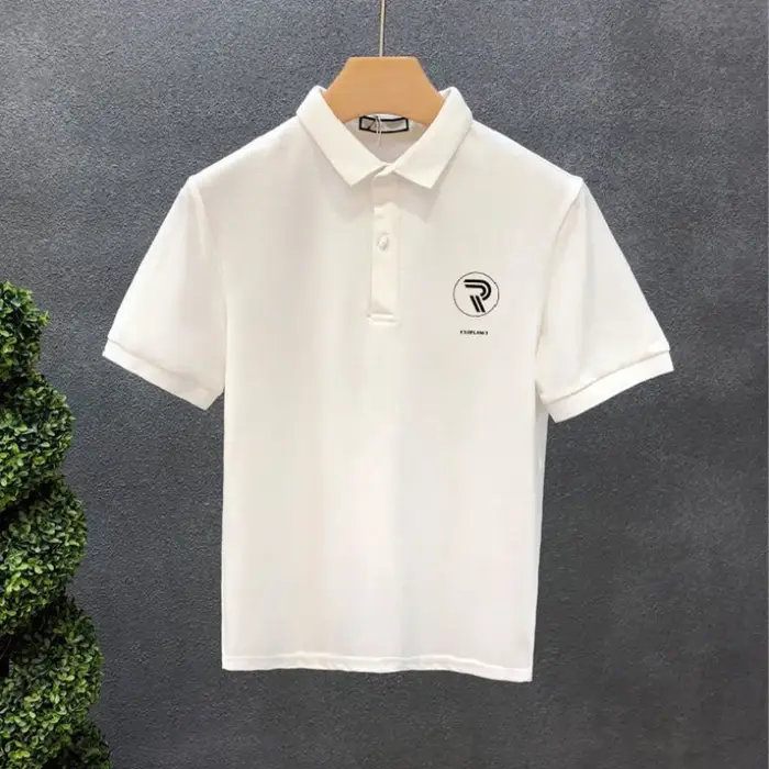 Polo noir chiné pour homme avec col