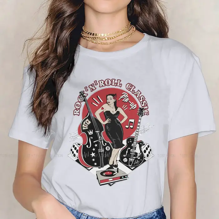 Rockabilly Vintage Rock Roll musique chaussette Hop femmes t-shirt Pin Up fille modèle filles t-shirts Kawaii hauts t-sh