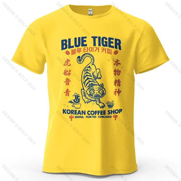 TIGRE BLUE T-Shirt homme imprimé tendance 100% coton surdimensionné graphique culturel t-shirts pour haut pour femme