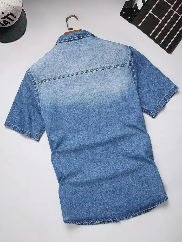 Chemise en jean vintage à manches courtes pour homme