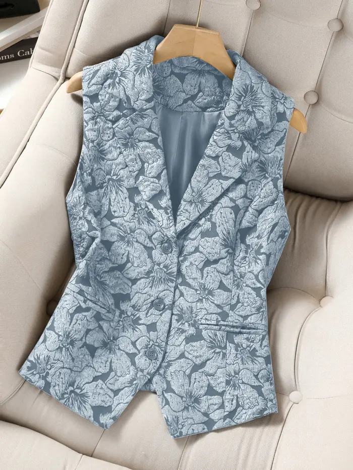 Gilet Blazer Jacquard sans manches pour femmes