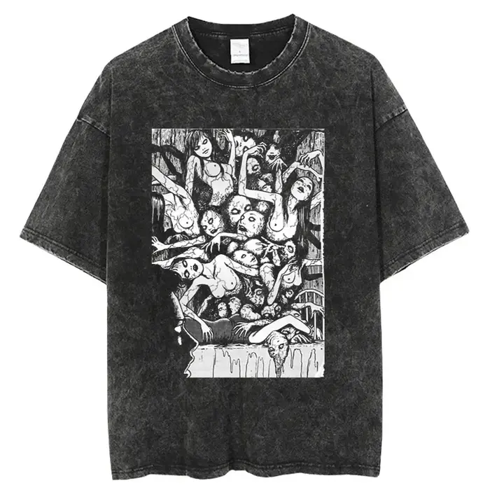 T-shirt graphique Horror Manga Tomie pour hommes et femmes, Hip Hop Y2k, délavé, surdimensionné, Str