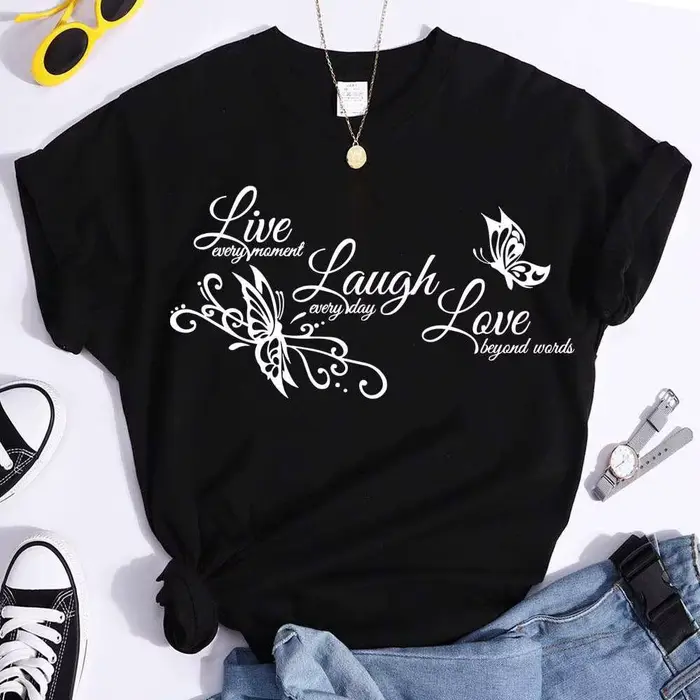 T-shirt à manches courtes et col rond pour femme
