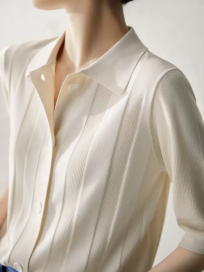 Col rabattu t-shirt Femme mode coréenne vêtements bouton t-shirts pour femmes à manches courtes 2025