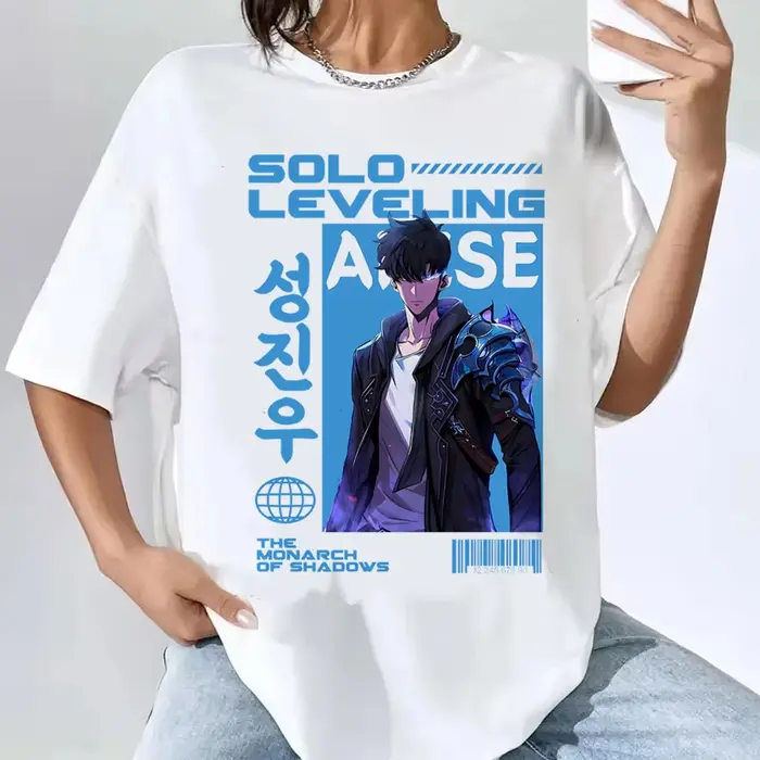 T-shirt à manches courtes pour hommes et femmes, Sung Jinwoo, Solo Droeling, Anime Manga, Vêtements