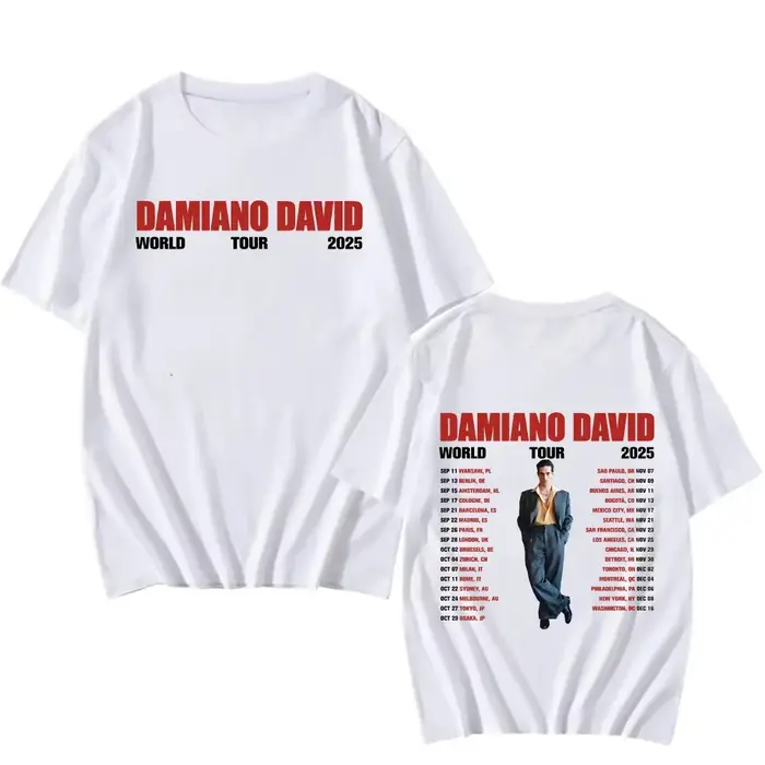 Damiano David t-shirts Damiano David World Tour 2025 t-shirt nouveau Design femmes hommes t-shirts h