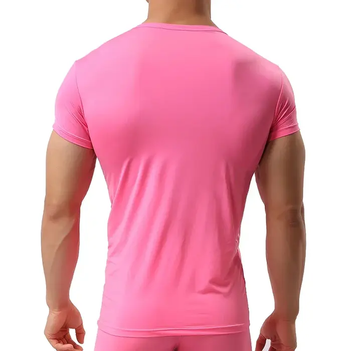 Ice InjT-Maillot de corps en nylon à manches courtes et col en V pour homme