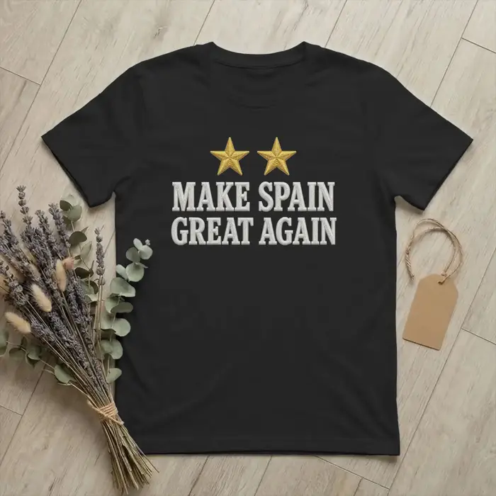 Leisure Make Spain Great Again T-shirt deux étoiles pour hommes, col rond, en coton, manches courtes