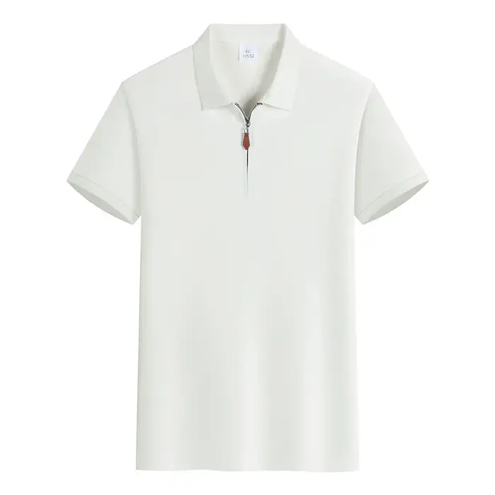 Polo décontracté léger à col zippé pour homme