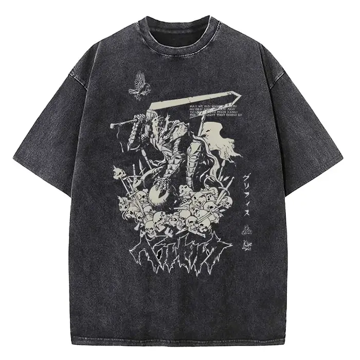 Berserk impression T-Shirt hommes Vintage lavé