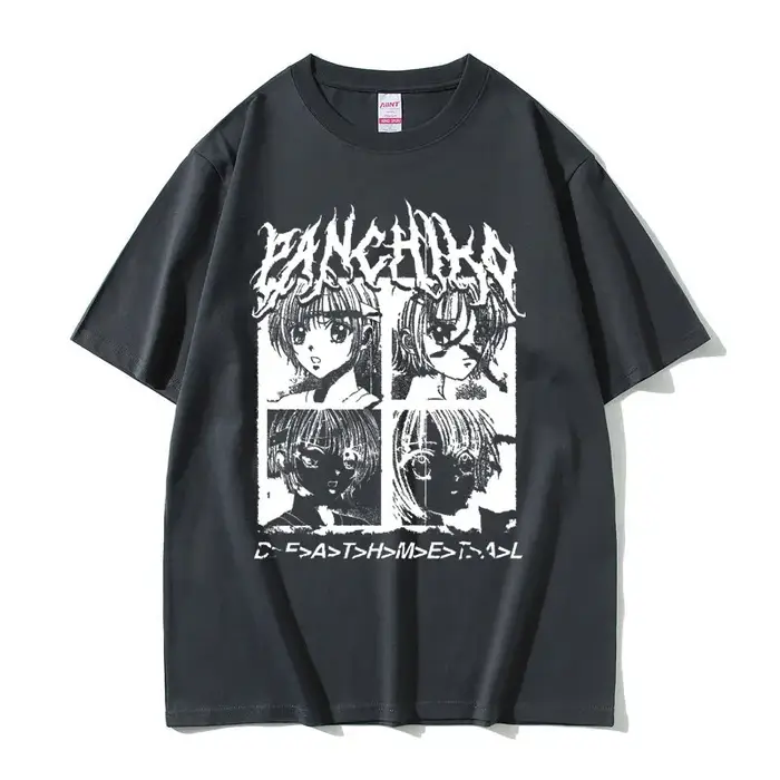 Panchiko DEATHMETAL Album graphique imprimé T-shirt hommes femmes Hip Hop surdimensionné