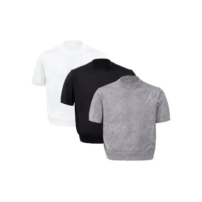 T-shirt tricoté à col bas uni avec drapé aux épaules pour homme, coupe ample décontractée à manches