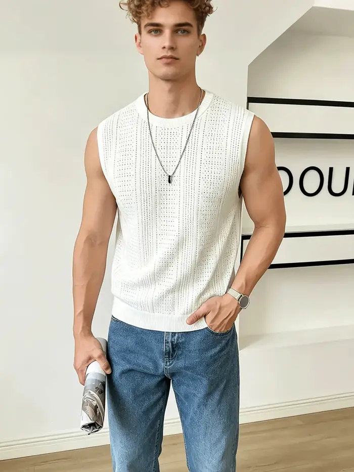 Les gilets tricotés sans manches pour hommes conviennent aux rendez-vous