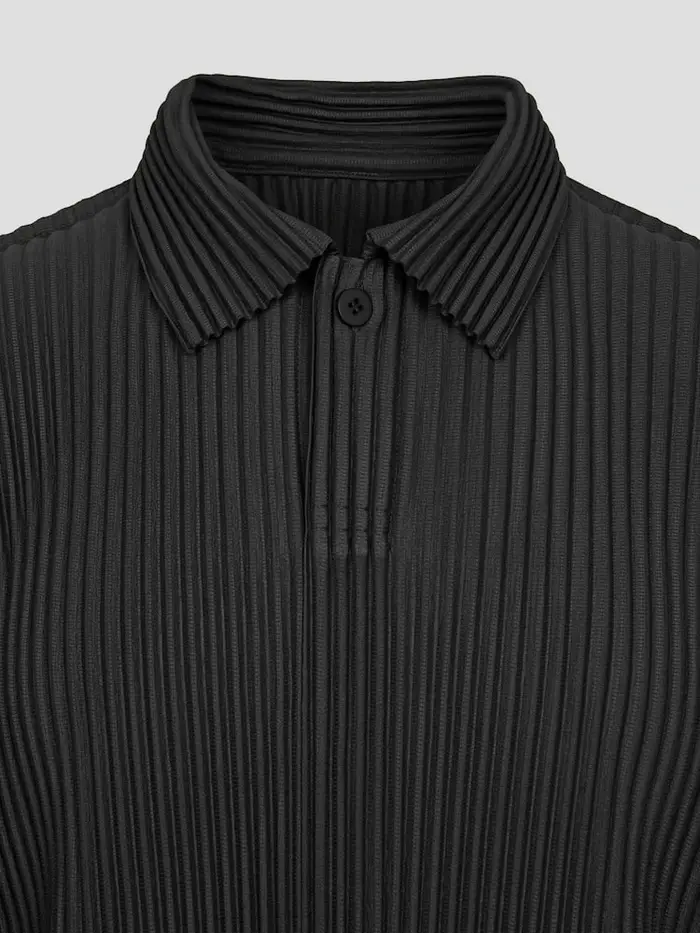 Miyake Plisse haut à revers Polo t-shirt pour hommes