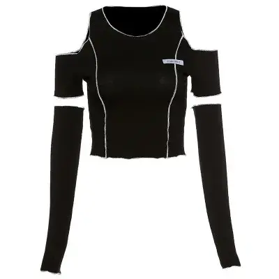 T-shirts gothiques noirs en Patchwork