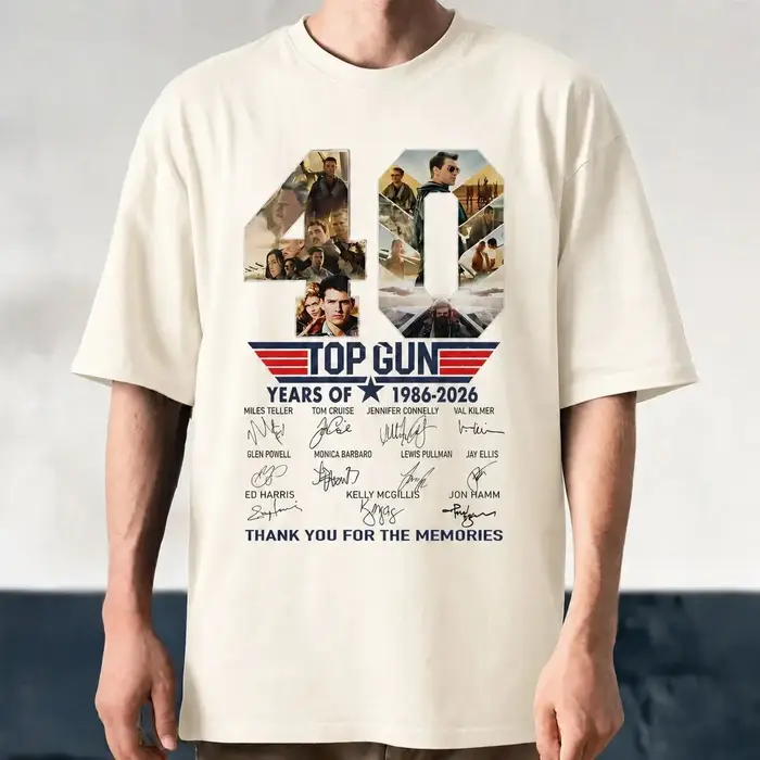 T-shirt unisexe imprimé graphique film Top Gun 40e anniversaire