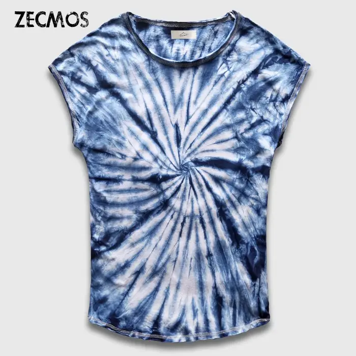 Zecmos-T-Shirt teinture pour hommes à la mode T-Shirt