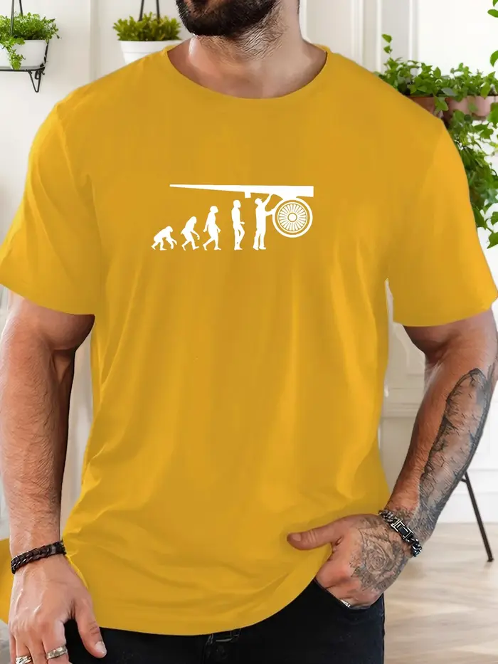 T-Shirt homme 2025 nouveauté humoristique évolution graphique gymnase haltère blanc imprimé haut élégant quotidien décontracté