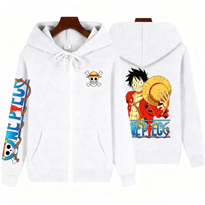 Anime pull à capuche zippé hommes femmes une pièce Luffy décontracté Streetwear Y2k automne hiver imprimé graphique à manches longues veste hauts