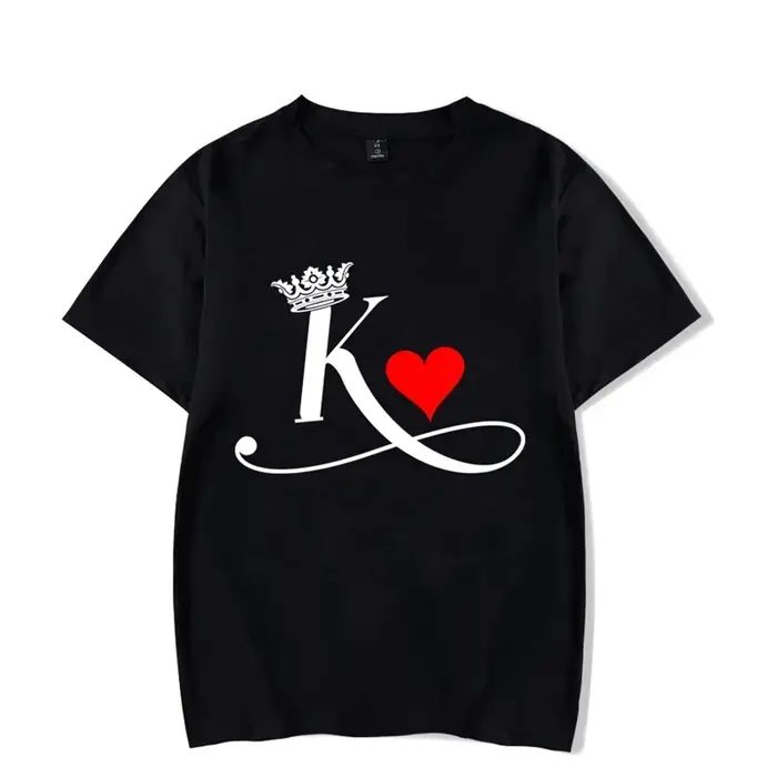 Mode lettre impression Couple t-shirt pour les amoureux nouvelle chemise coréenne Chic roi reine coe
