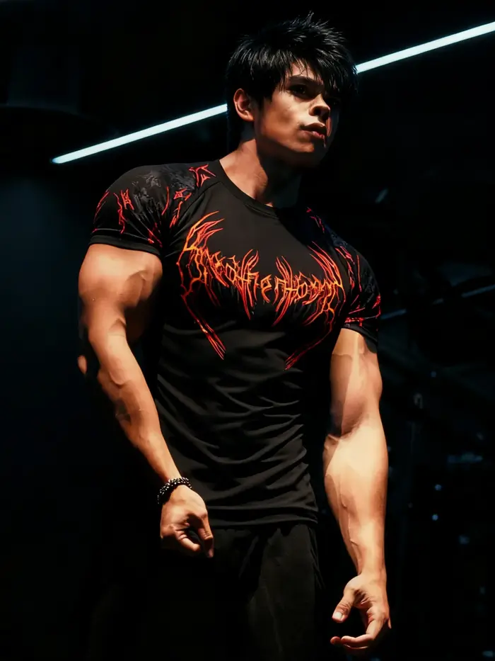 Nouveau T-shirt de sport imprimé 2026, motif gothique, tissu très élastique, col rond, idéal pour le sport et les loisirs