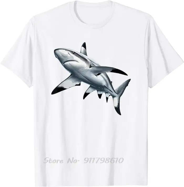 Été surdimensionné T-shirt requin graphique créature amant Vintage pointe noire récif requin coton T
