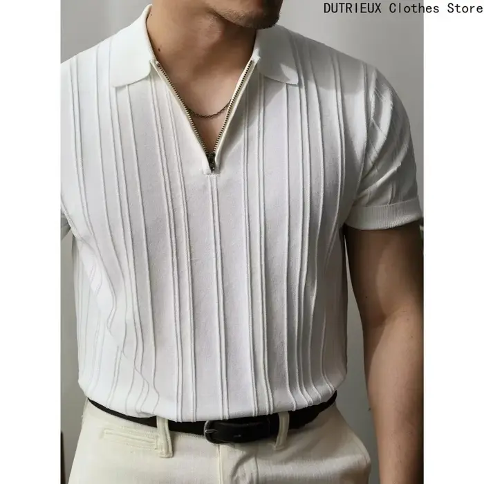 【2025 Vêtements d'été légers de luxe pour hommes】 Polo à fermeture éclair
