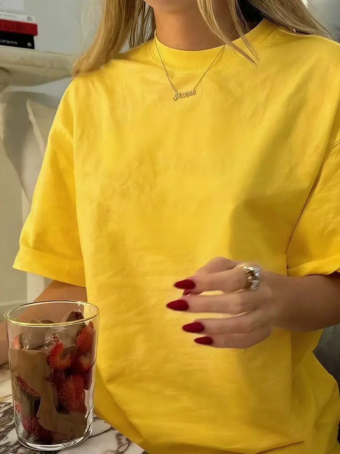 T-shirt femme en coton 100% uni Y2K