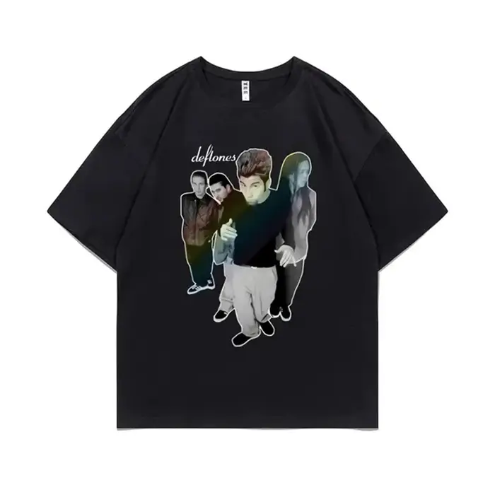 Deftones fille yeux dessin animé T-shirts 90s Vintage mode à manches courtes hauts noirs été Styles japonais col rond T-shirts 72515