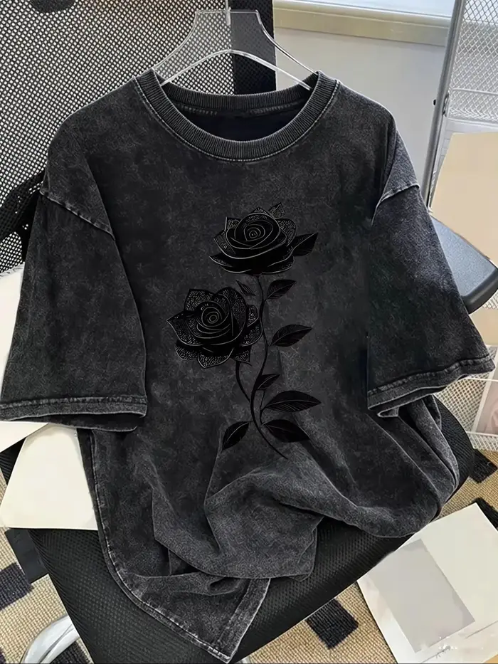 T-shirt pour homme de style américain vintage, design simple, surdimensionné, manches courtes, col r