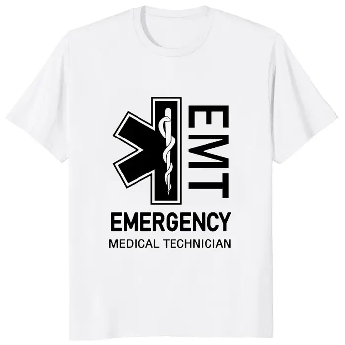 Emt Ems Emergency Medical Technician Print T-Shirt, Service Ems Paramedic Cpr, Player Rescue Graphic