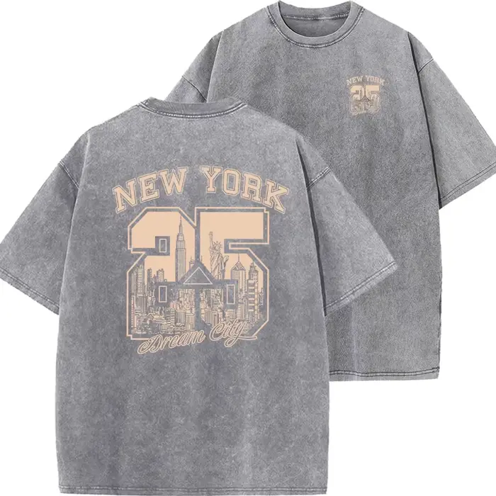 T-shirt à imprimé amusant de la ville de New York pour hommes et femmes, t-shirt d'été en coton lavé