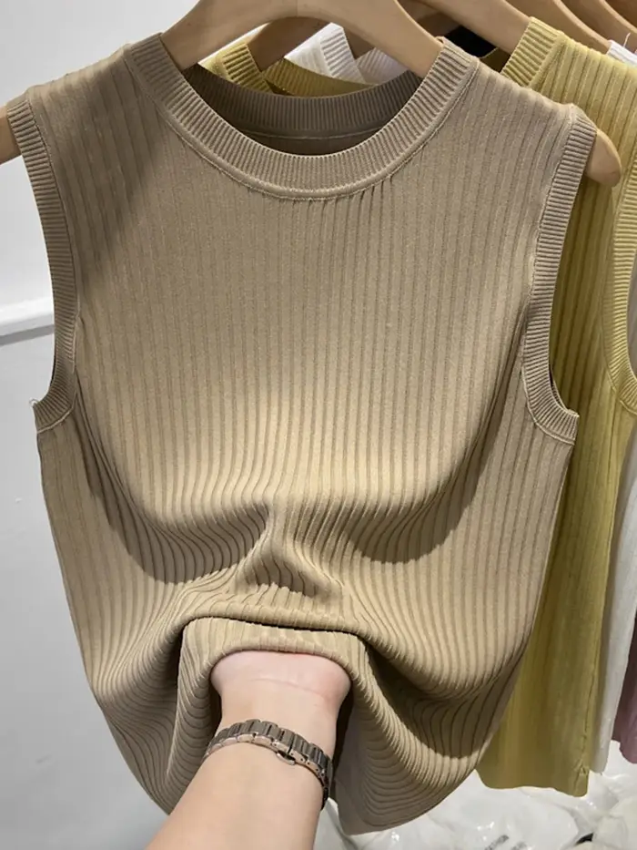 Débardeurs en tricot coréens pour femmes