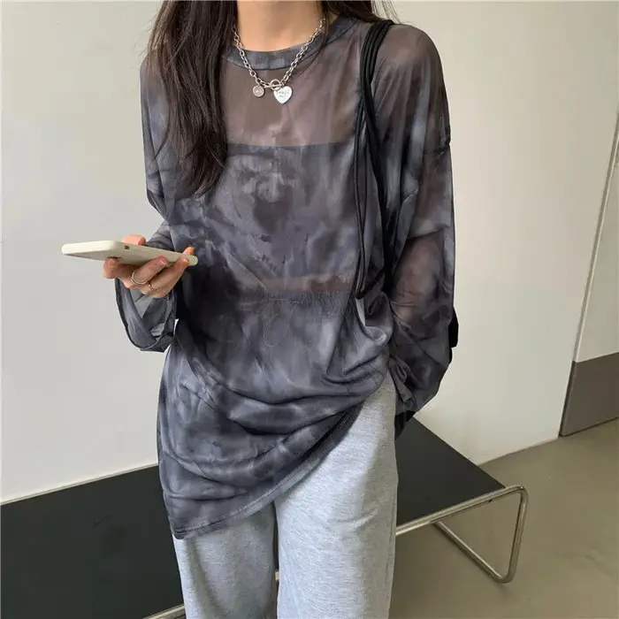 T-shirt à Manches sulfpour Femme, Vêtement Confortable et Chic, Minimaliste, Harajuku, Printemps