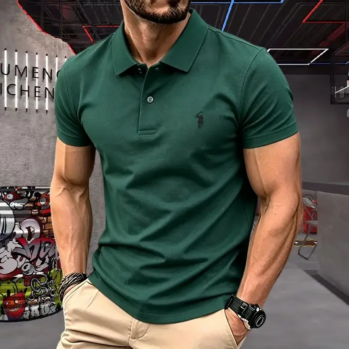 Polo Homme Haut de Gamme 2026 – 100% Fibre de Polyester – Broderie Poney Luxe Été 2026 – T-shirt Déc