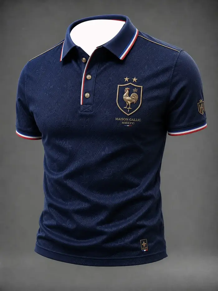 Polo de football pour supporters français édition 2026 - Impression 3D - Tendance et confortable - Convient aux hommes et aux femmes