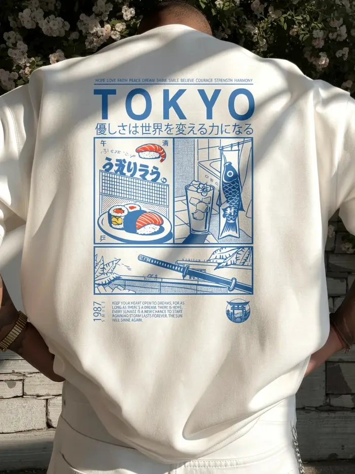 T-shirt japonais Tokyo 100% coton pour hommes