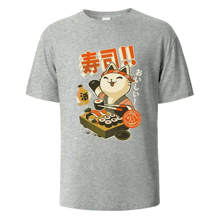 Sushi chat imprimé t-shirts 100% coton