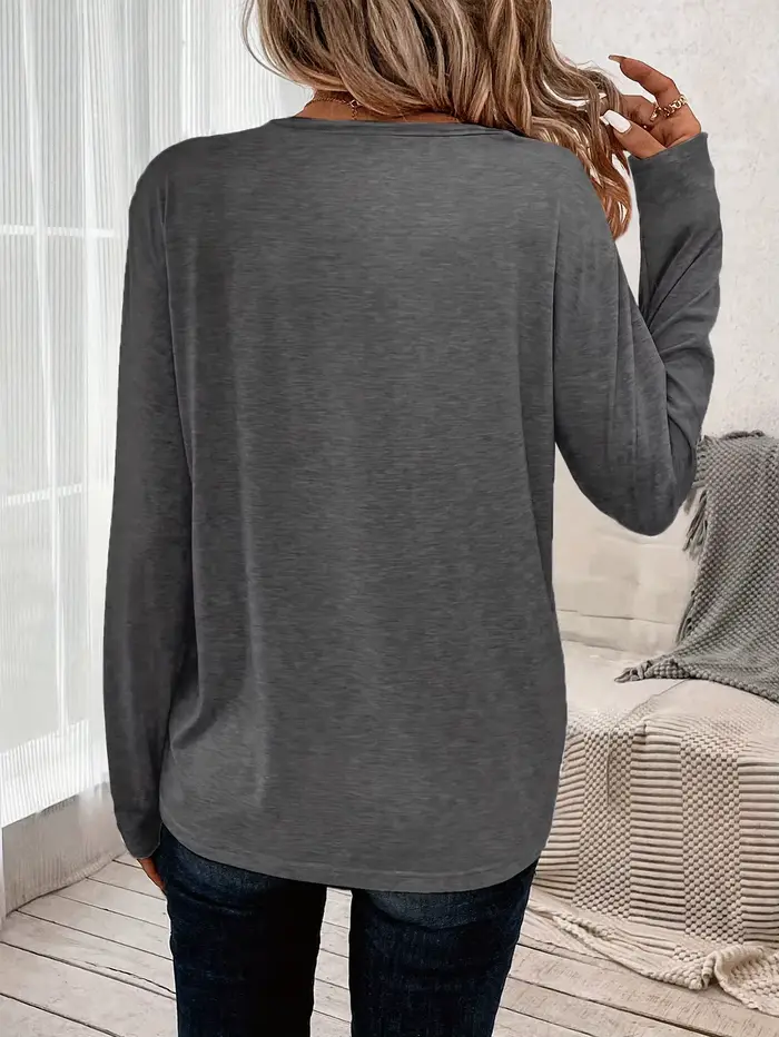 Paris femmes été imprimé surdimensionné ample décontracté col rond à manches longues T-shirt haut mode Streetwear