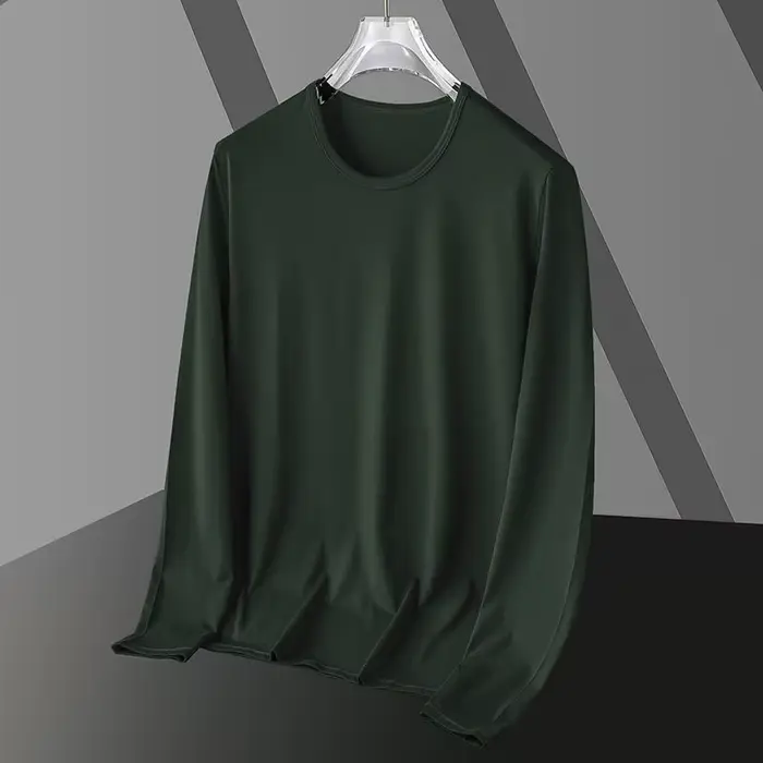 T-shirt Homme Slim Fit à Manches Longues et Col Rond – Nouveau Style Élégant, Couche de Base Polyval