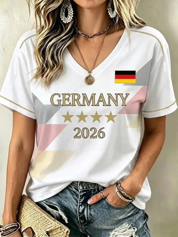 T-shirt de football allemand à col en V