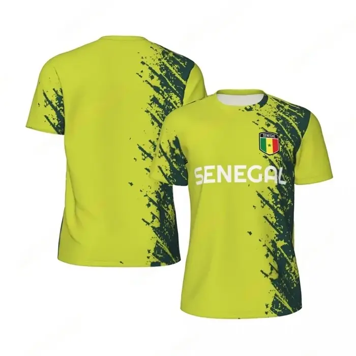 Mode drapeau du sénégal graphique Football T-shirts pour hommes tendance 3D emblème national imprimé sport