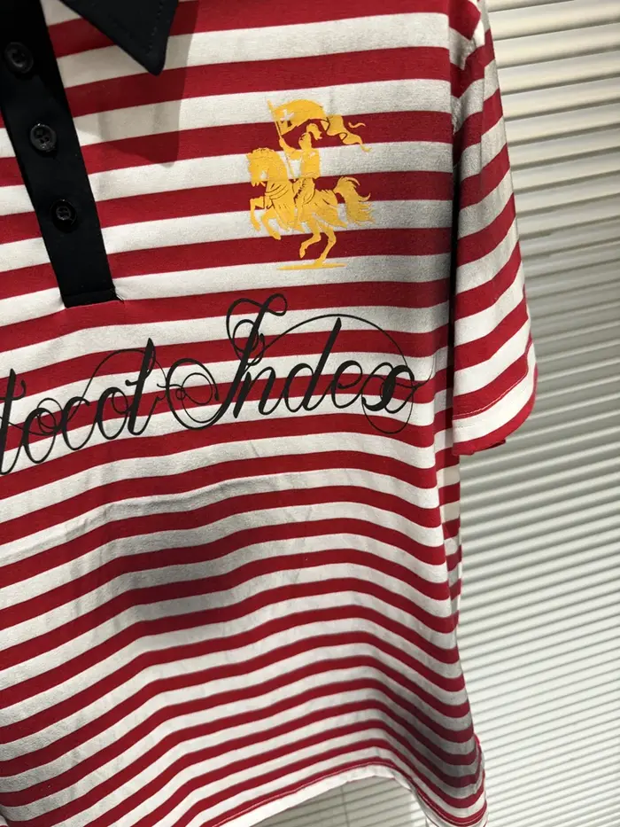 Soiled Stripe PROTOCOL Embroidery Warhorse T-shirt et Polos Homme Femme Noir Rouge Manches Courtes Haute Qualité à Col Revers