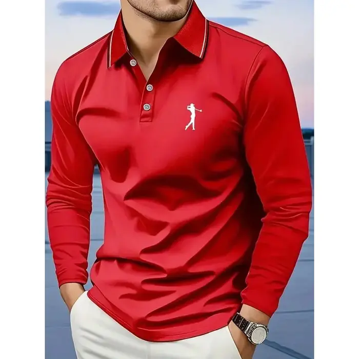 Polo décontracté à manches longues pour hommes